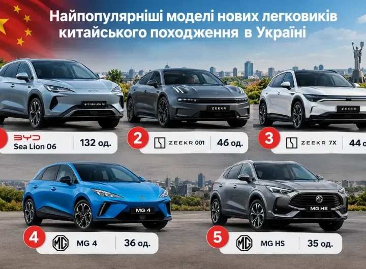 ТОП-5 вживаних авто з Китая за серпень: що купували українці
