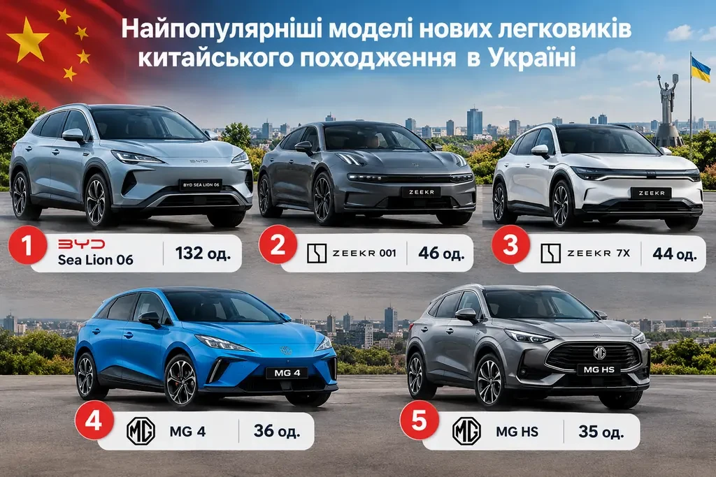 ТОП-5 вживаних авто з Китая за серпень: що купували українці
